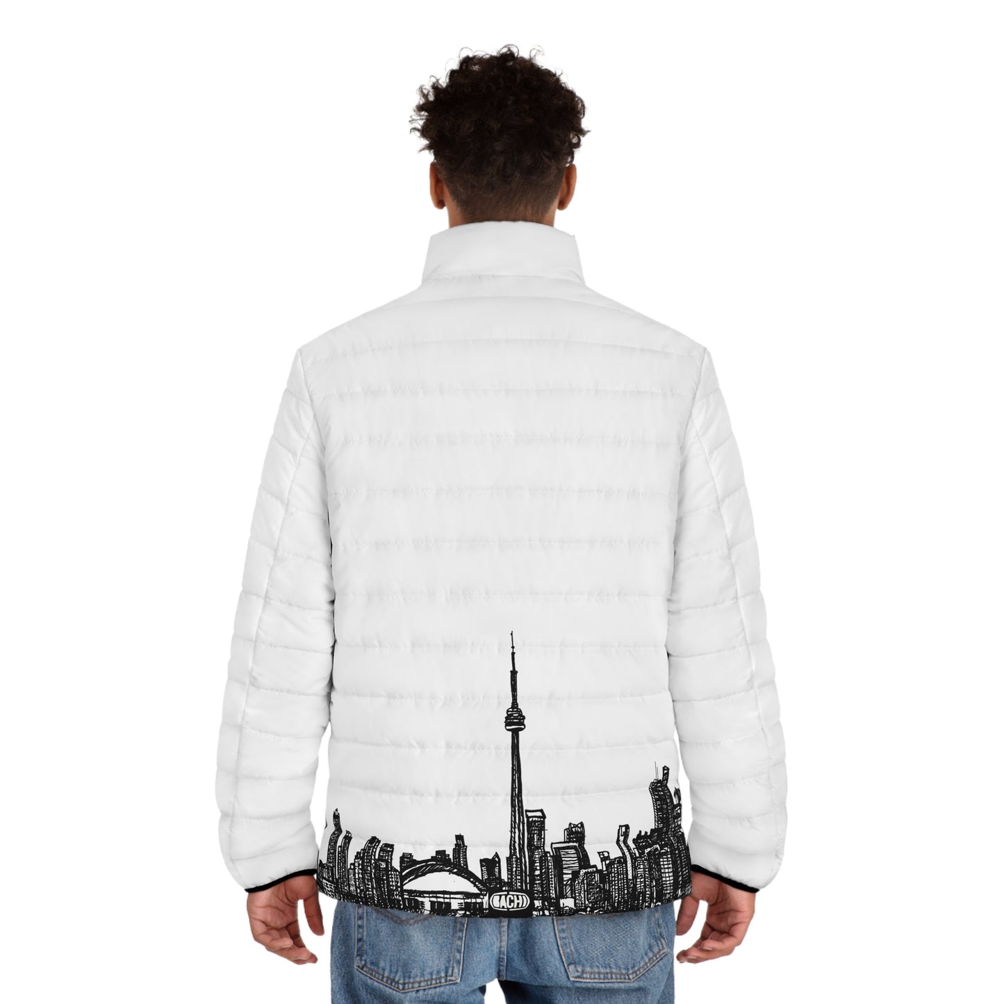 Men's Puffer Jacket (AOP) Bachi 6ix Toronto Skyline Printify