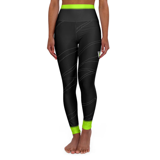 Women's Yoga Leggings Green Stripe Printify