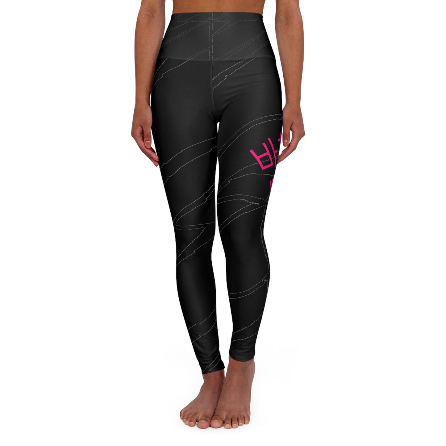 Woman High Waisted Yoga Leggings Bachi Pink Asia Printify