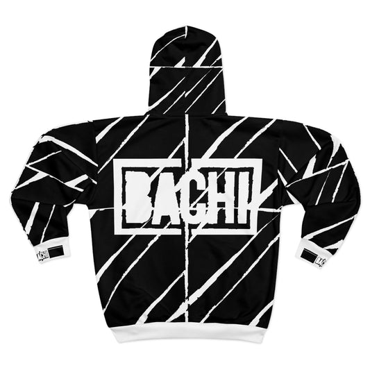 Unisex Zip Hoodie Bachi Black Square Takeover AOP Printify