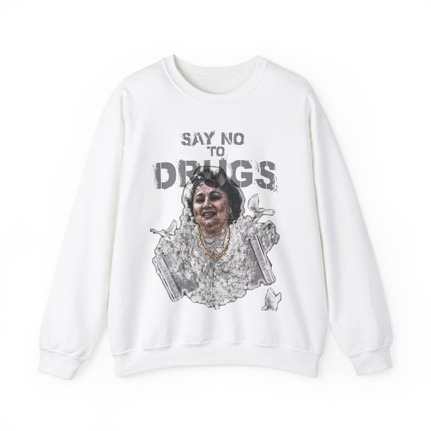 Unisex Sweater Griselda Blanco White Birds Printify