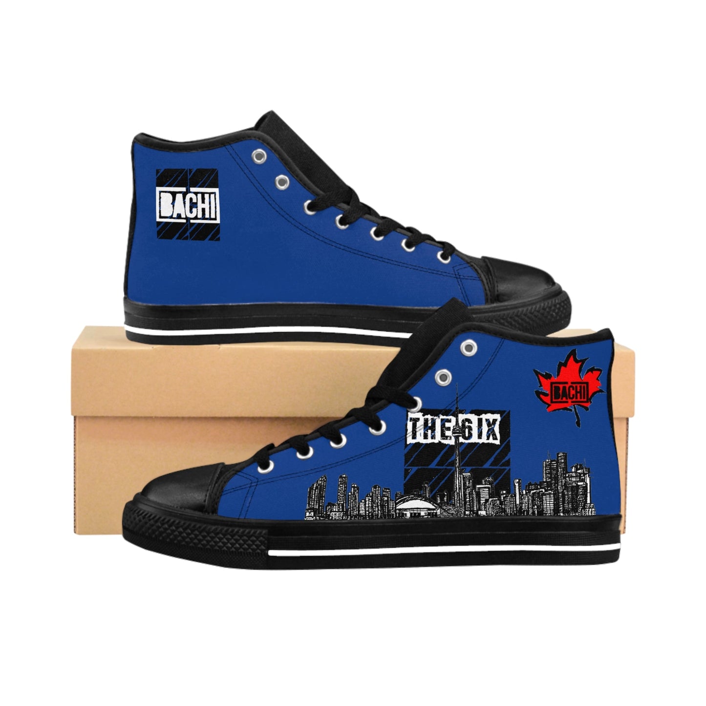 Men's High Top Sneakers Drippers Toronto Skyline Blue Printify