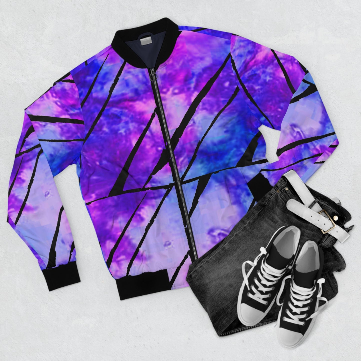 Men's Bomber Jacket Tie Dye Purple Dream Printify