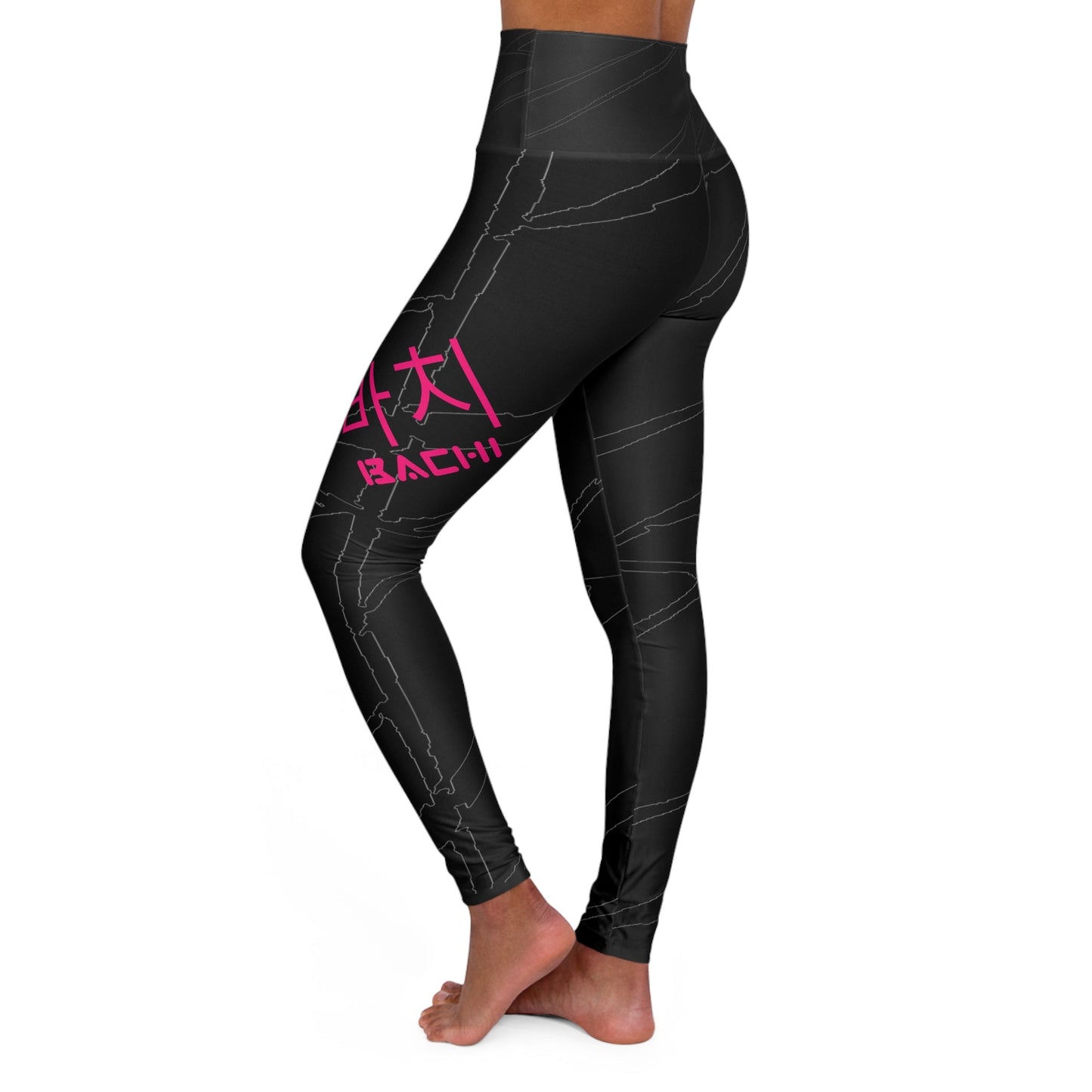 Woman High Waisted Yoga Leggings Bachi Pink Asia Printify