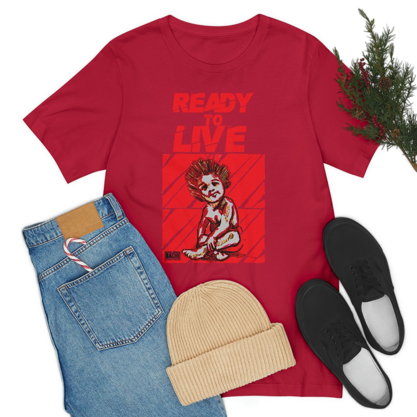 Unisex T-shirt Ready To Live In Red