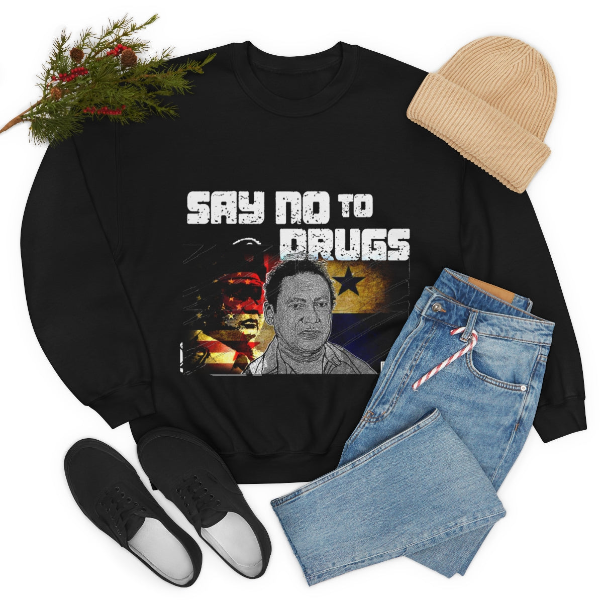 Manuel Noriega Say No To Drugs Unisex Crewneck Sweatshirt - Bachi Apparel