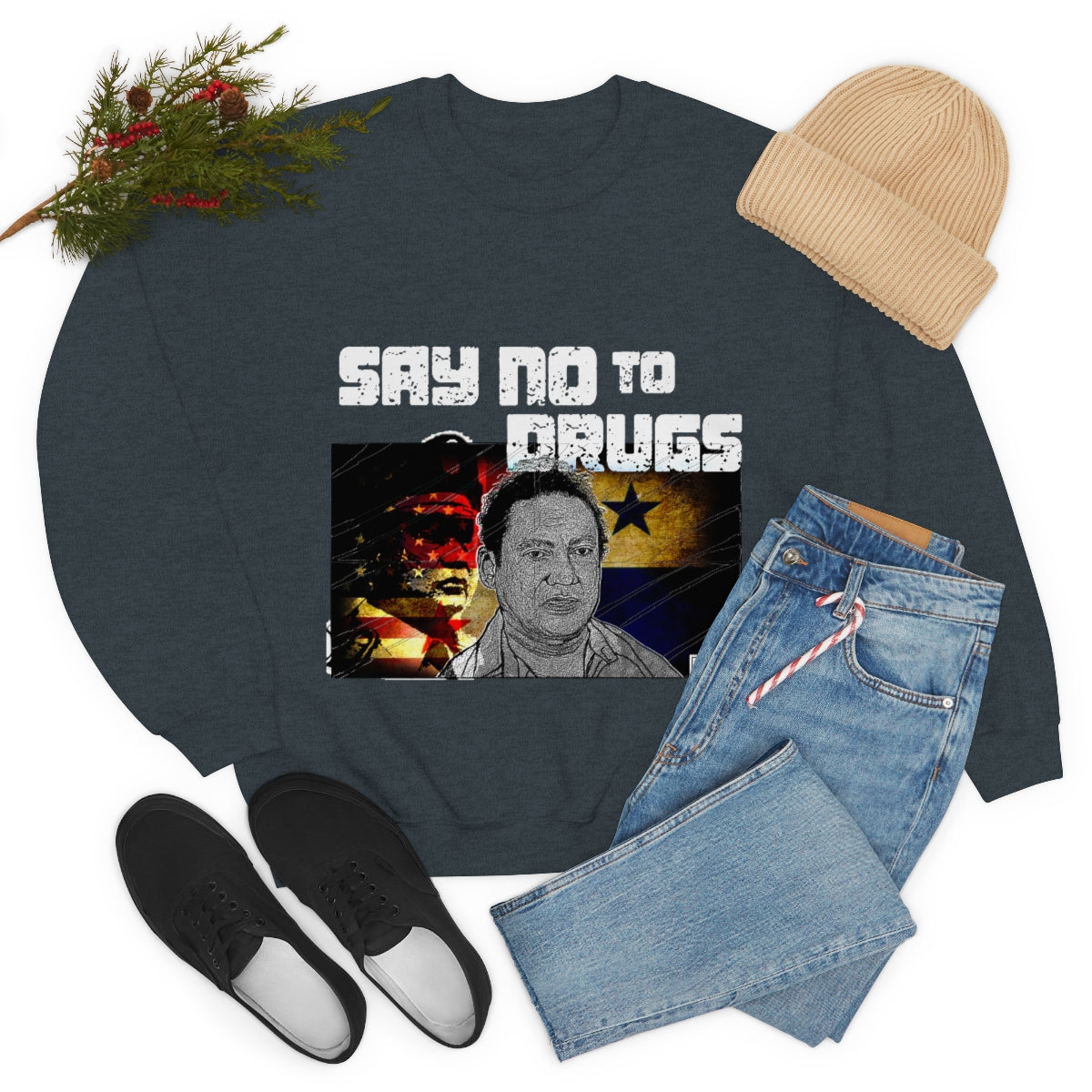 Manuel Noriega Say No To Drugs Unisex Crewneck Sweatshirt - Bachi Apparel