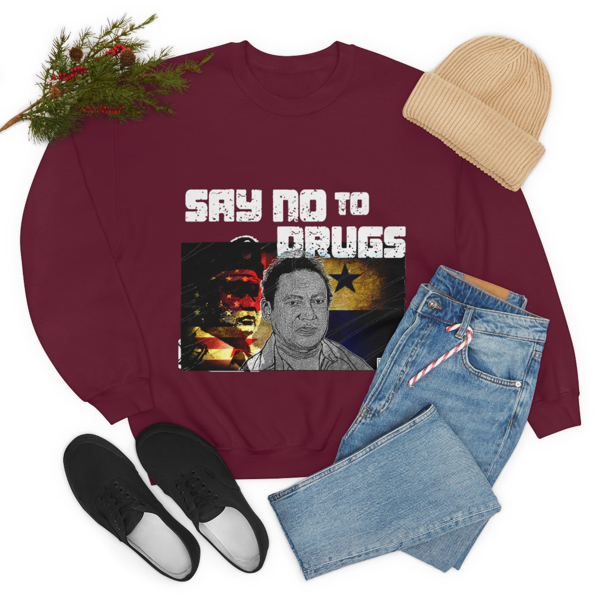 Manuel Noriega Say No To Drugs Unisex Crewneck Sweatshirt - Bachi Apparel