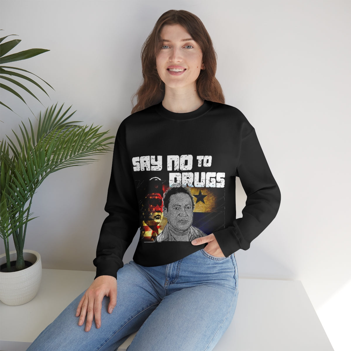 Manuel Noriega Say No To Drugs Unisex Crewneck Sweatshirt - Bachi Apparel