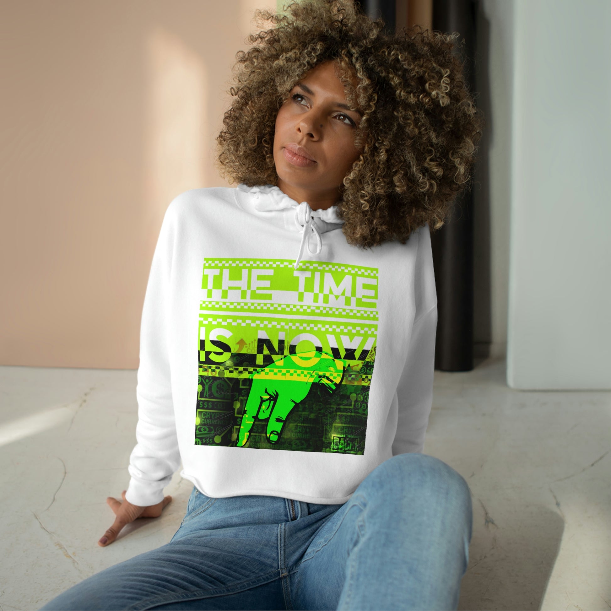 Women Crop Hoodie Bachi The Time Is Now