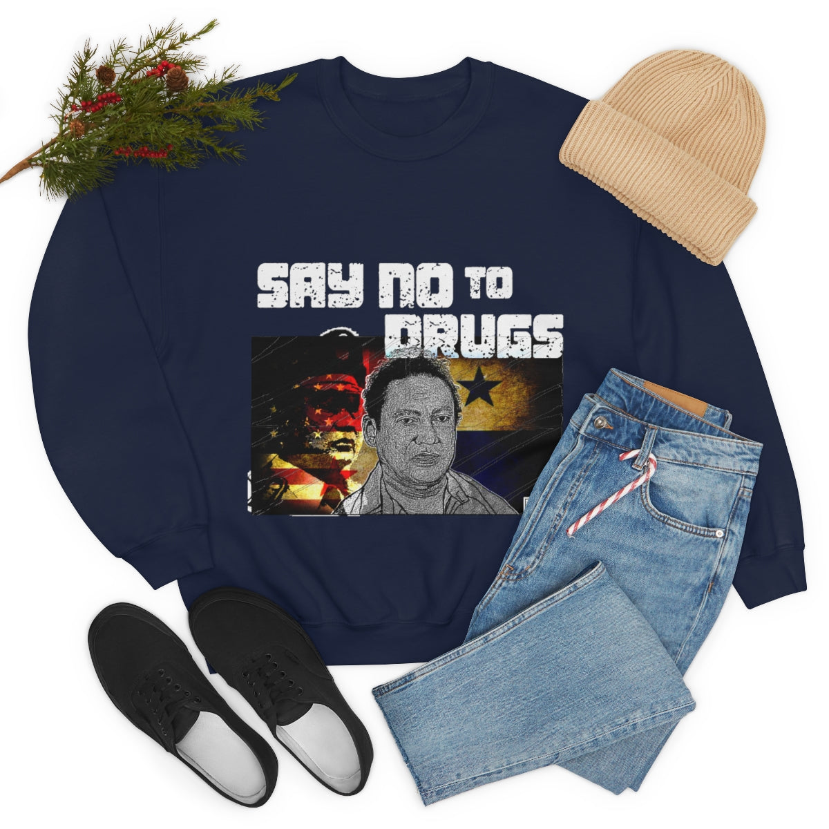 Manuel Noriega Say No To Drugs Unisex Crewneck Sweatshirt - Bachi Apparel
