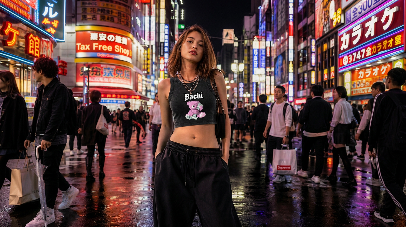 Model wearing BACHI Cash Teddy Crop Tank in Toronto
