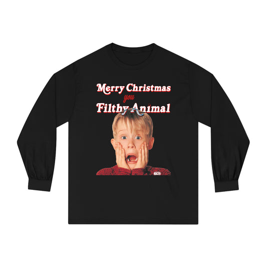 Unisex Long Sleeve Ugly holiday T-Shirt Home Alone Filthy Animal