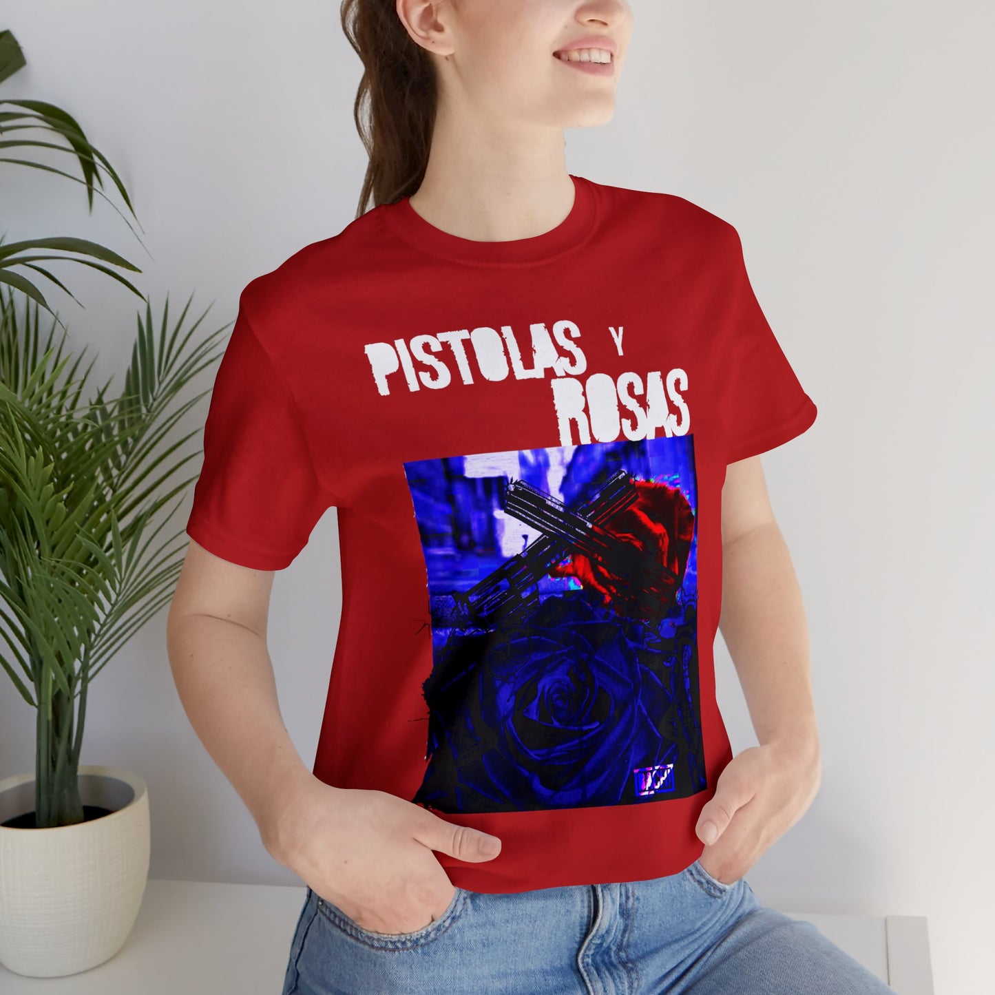 Unisex T-Shirt Pistola Y Rosas