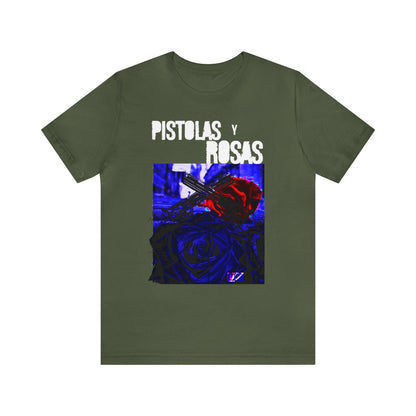 Unisex T-Shirt Pistola Y Rosas