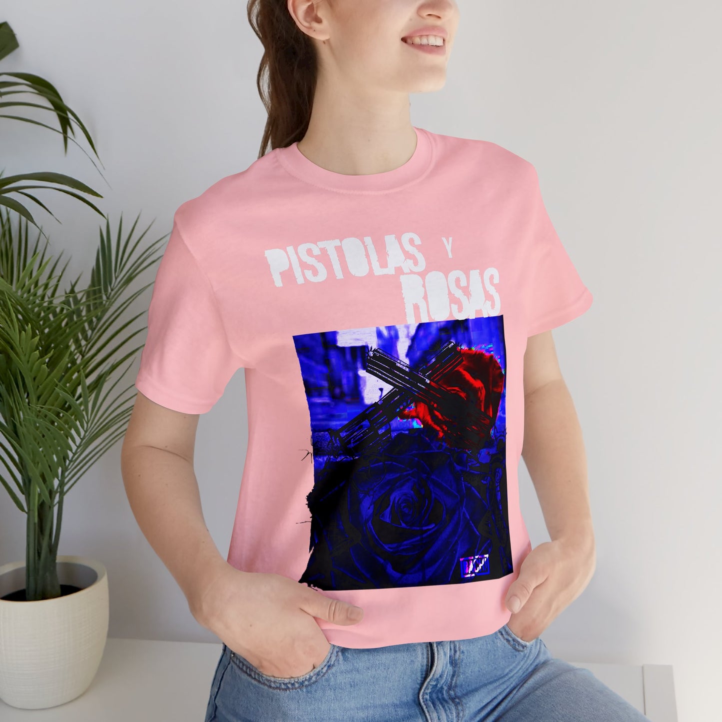 Unisex T-Shirt Pistola Y Rosas