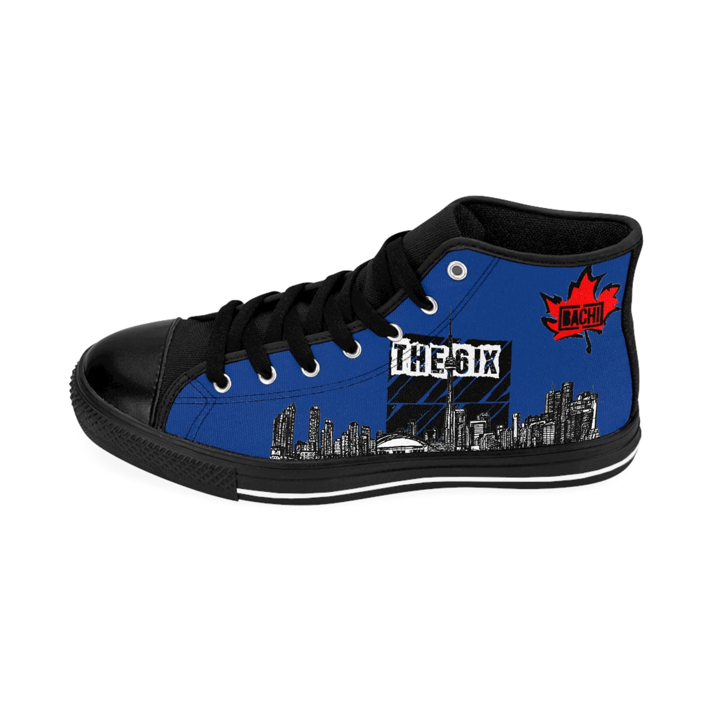 Men's High Top Sneakers Drippers Toronto Skyline  Blue