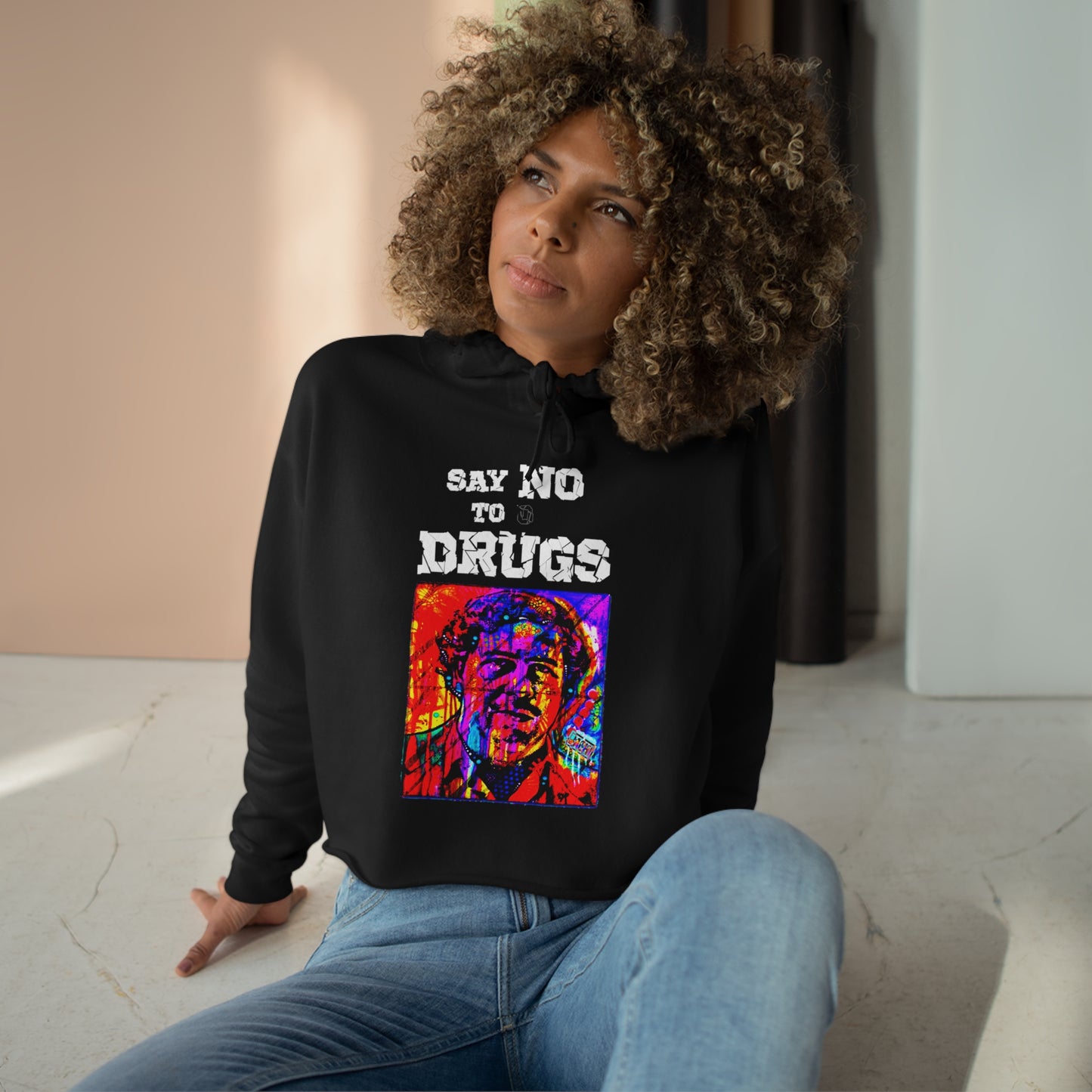 Women Crop Hoodie Pablo Escobar Say No To Drugs