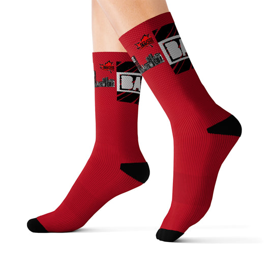 Unisex Socks red Bachi 6ix Skyline