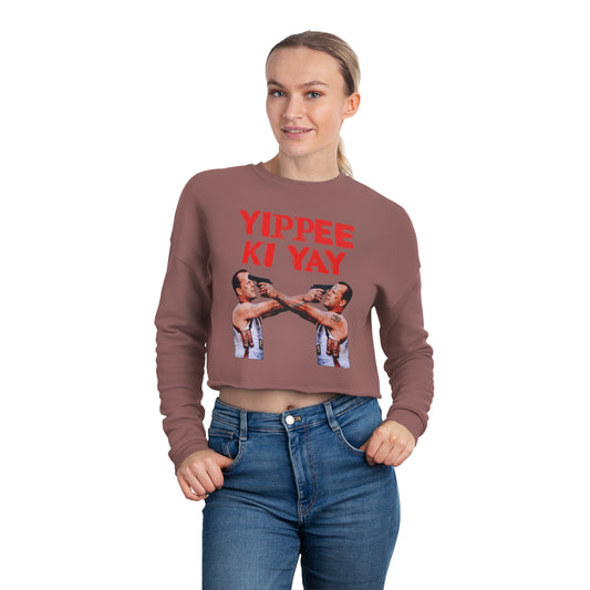 Women's Crop Sweatshirt Yippee Ki Yay Ugly Christmas