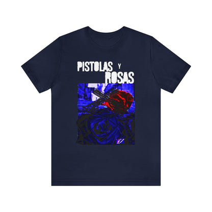 Unisex T-Shirt Pistola Y Rosas