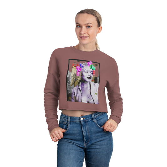 Women's Cropped Sweatshirt Marilyn Monroe Rollers