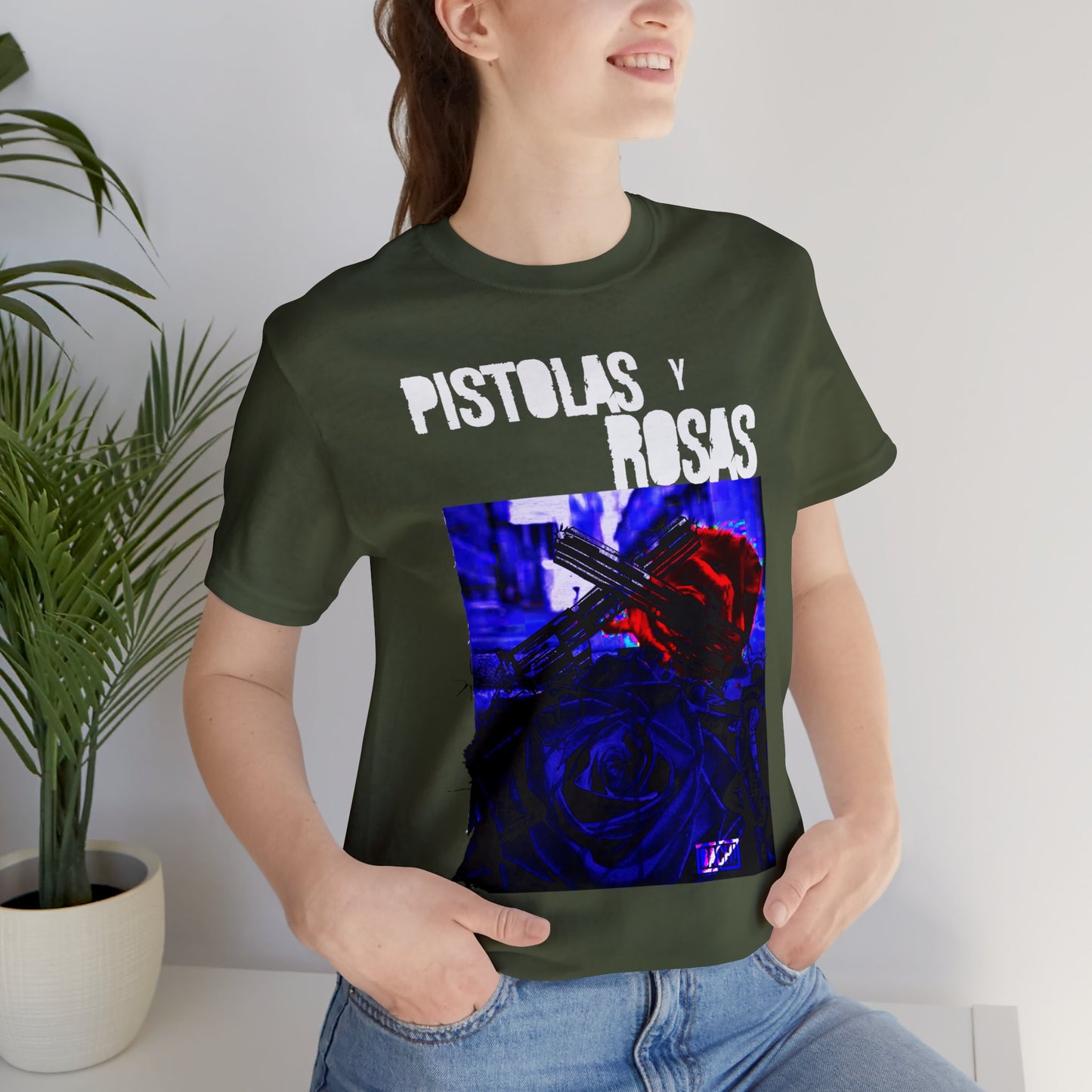 Unisex T-Shirt Pistola Y Rosas