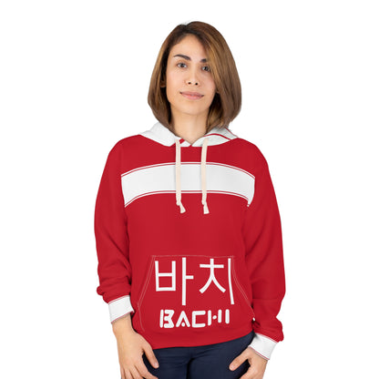 Unisex Pullover Hoodie Bachi Red Aisa Aop