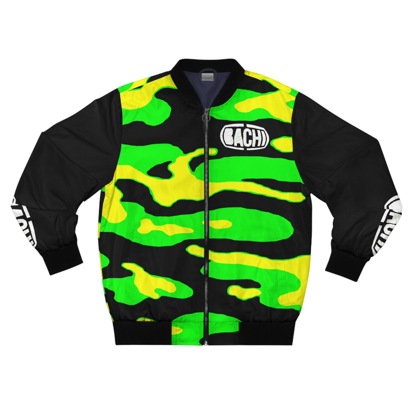 Men's Camo Green Black Bomber Jacket