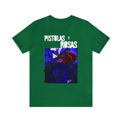 Unisex T-Shirt Pistola Y Rosas