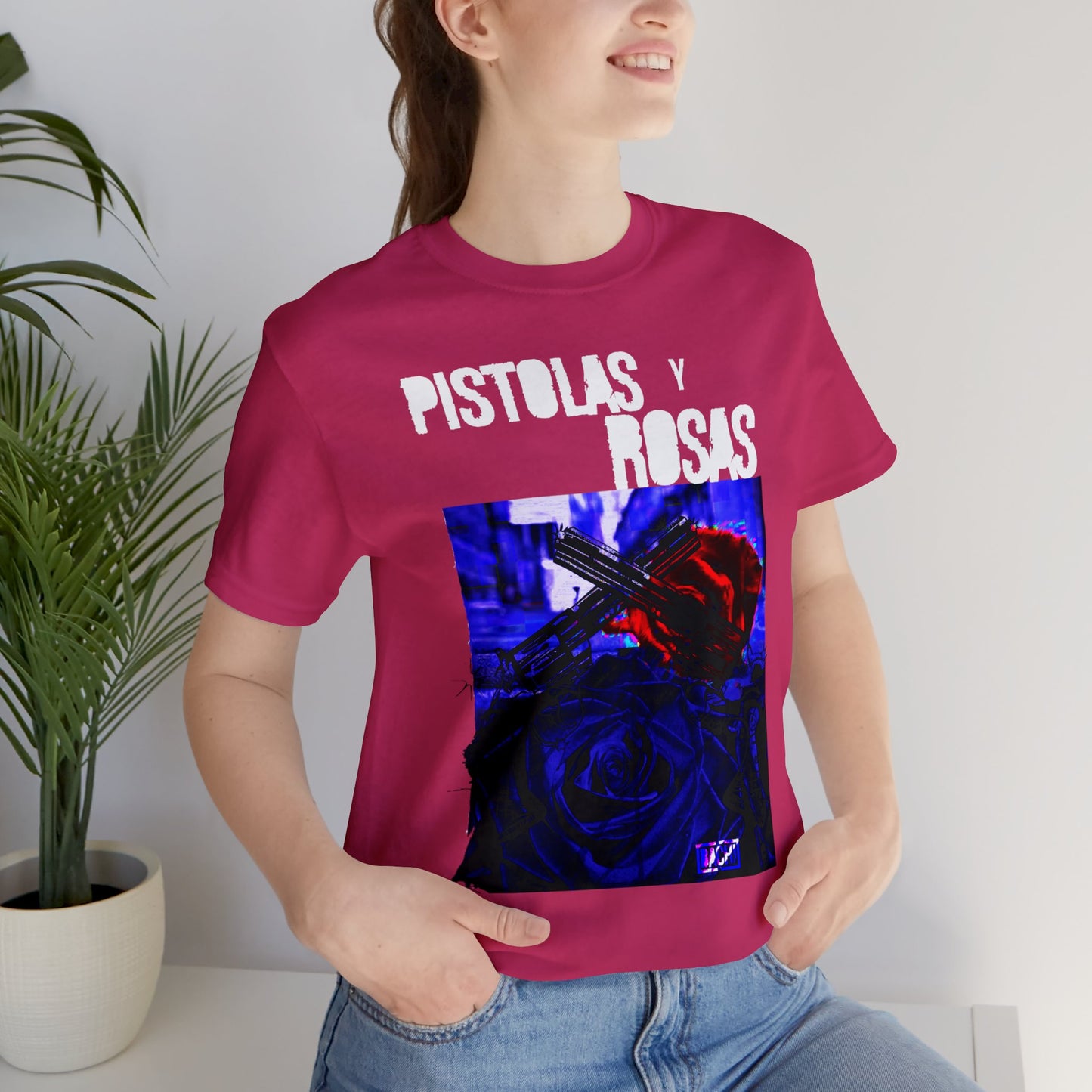 Unisex T-Shirt Pistola Y Rosas