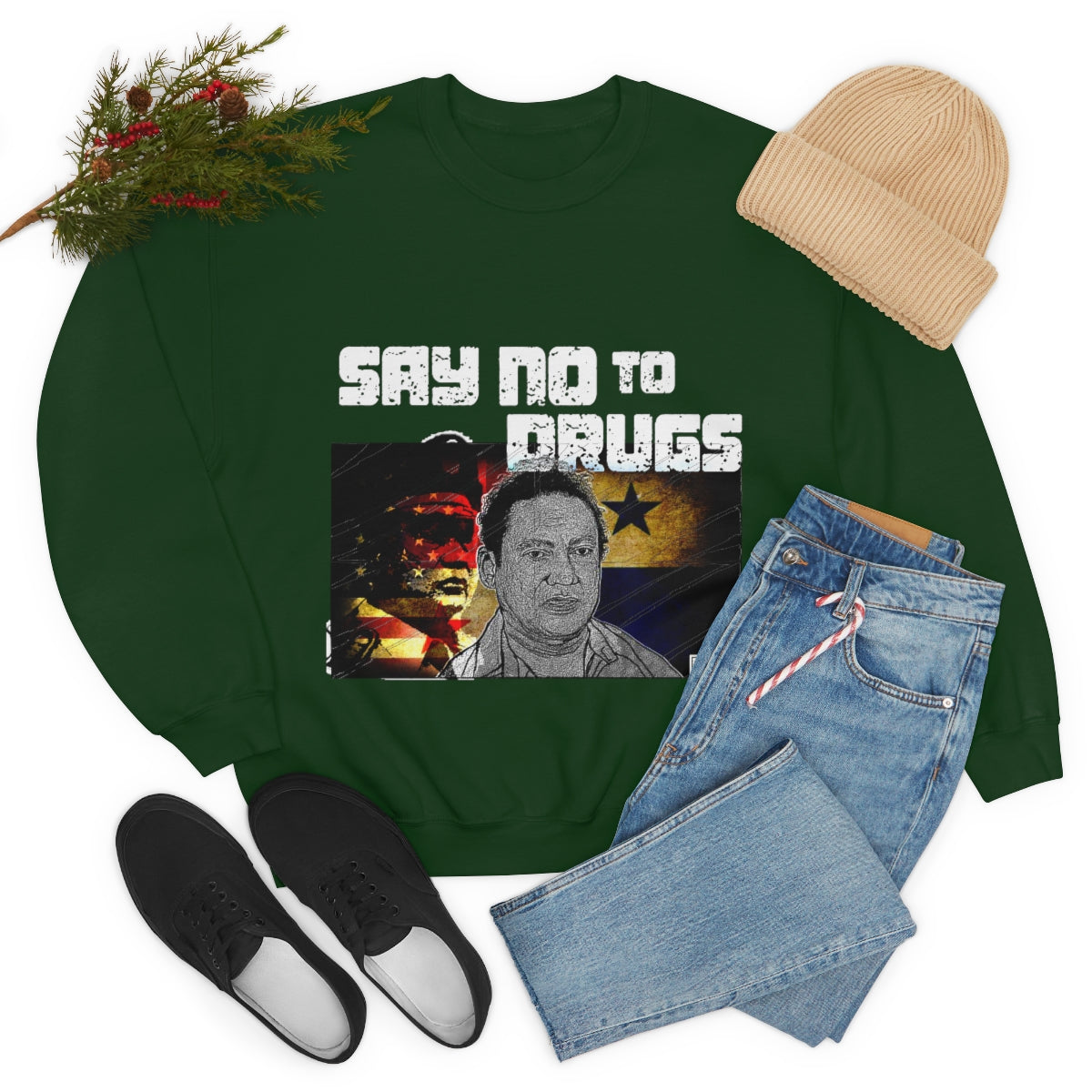 Manuel Noriega Say No To Drugs Unisex  Crewneck Sweatshirt - Bachi Apparel