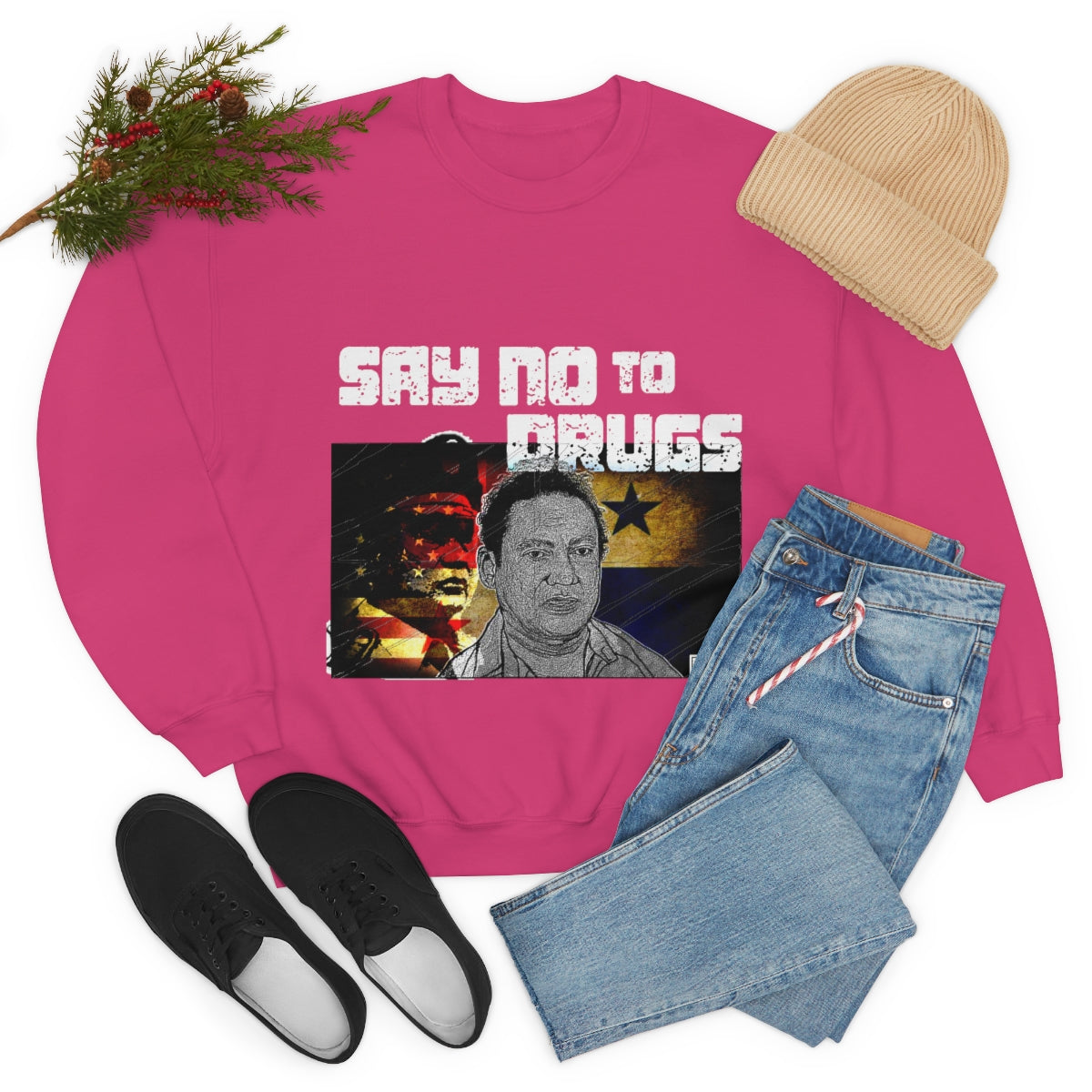 Manuel Noriega Say No To Drugs Unisex  Crewneck Sweatshirt - Bachi Apparel