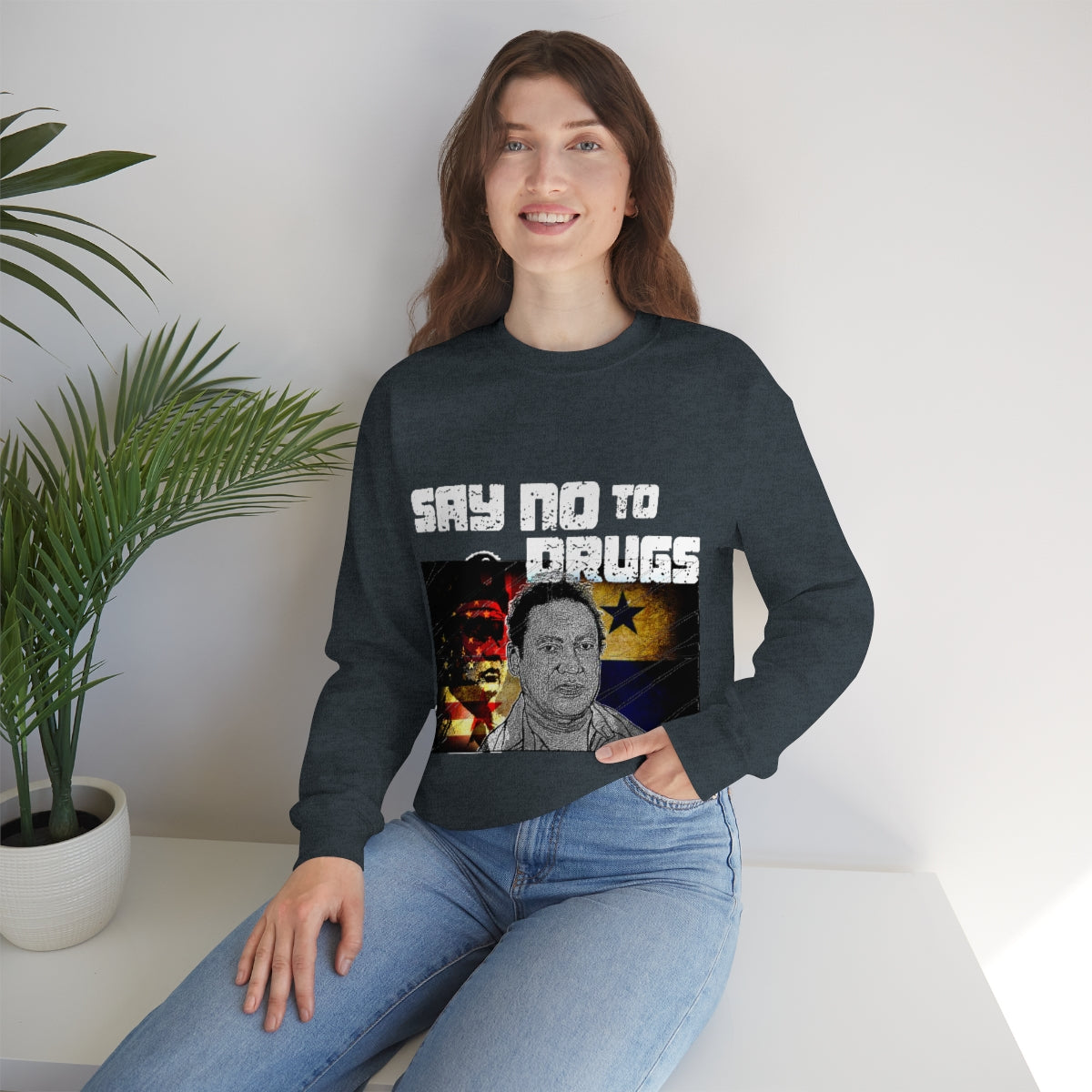 Manuel Noriega Say No To Drugs Unisex  Crewneck Sweatshirt - Bachi Apparel