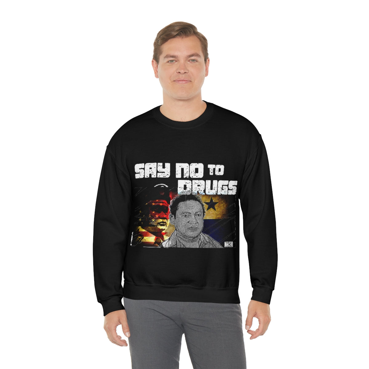 Manuel Noriega Say No To Drugs Unisex  Crewneck Sweatshirt - Bachi Apparel